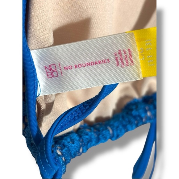 No Boundaries Blue Crochet Ruffle Strappy Adjustable Bikini Top - Picture 15 of 16